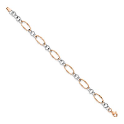 14K Two-Tone Gold 8mm Hollow Link Chain Bracelet – view 3