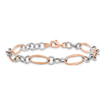 14K Two-Tone Gold 8mm Hollow Link Chain Bracelet – view 5