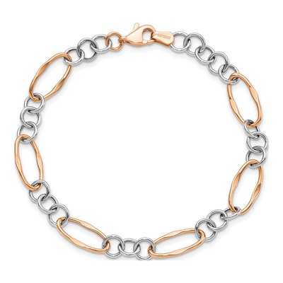 14K Two-Tone Gold 8mm Hollow Link Chain Bracelet – view 6
