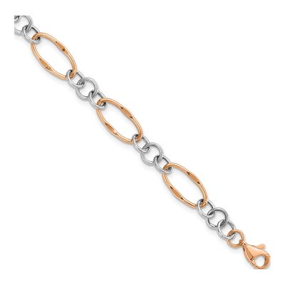 14K Two-Tone Gold 8mm Hollow Link Chain Bracelet