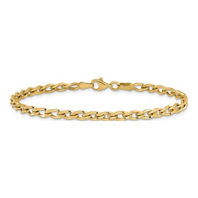 14K Yellow Gold 4mm Hollow Link Chain Bracelet – view 4