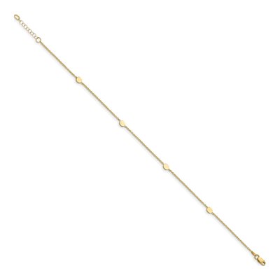 14K Yellow Gold Oval Disc Station Anklet – view 3