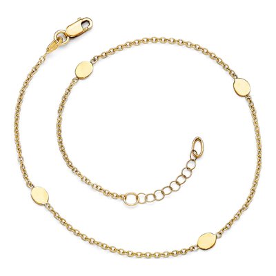 14K Yellow Gold Oval Disc Station Anklet – view 4