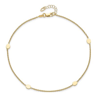14K Yellow Gold Oval Disc Station Anklet – view 5