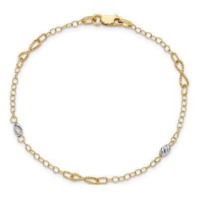 14K Two-Tone Gold Diamond-Cut Bracelet – view 5