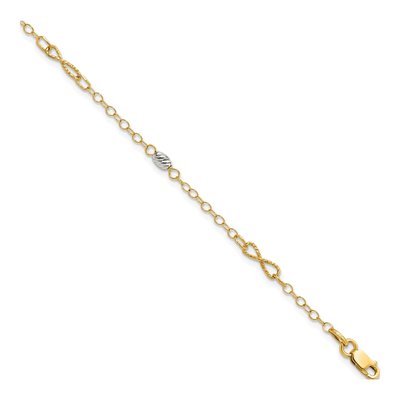 14K Two-Tone Gold Diamond-Cut Bracelet