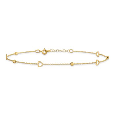 14K Yellow Gold Heart Anklet – view 4