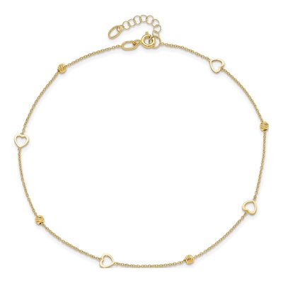 14K Yellow Gold Heart Anklet – view 5