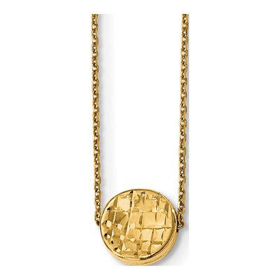 14K Yellow Gold Diamond-Cut Round Pendant Necklace