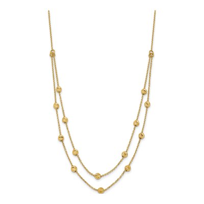 14K Yellow Gold Beaded Necklace – view 3