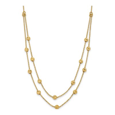14K Yellow Gold Beaded Necklace