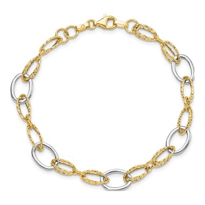 14K Two-Tone Gold Fancy Link Bracelet – view 5