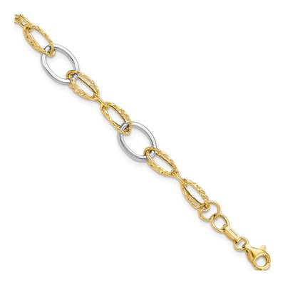14K Two-Tone Gold Fancy Link Bracelet