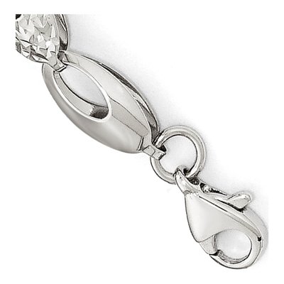 14K White Gold Diamond-Cut Open Link Bracelet – view 4