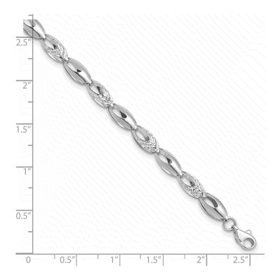 14K White Gold Diamond-Cut Open Link Bracelet – view 6