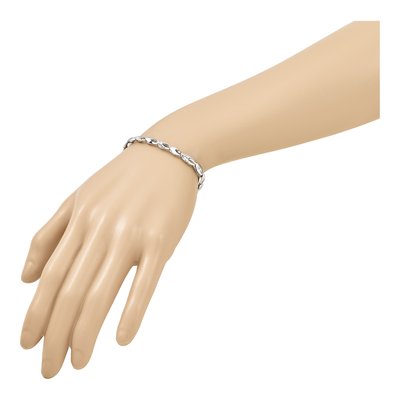 14K White Gold Diamond-Cut Open Link Bracelet – view 7