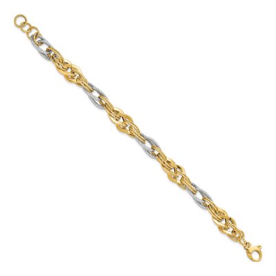 14K Two-Tone Gold Diamond-Cut Fancy Bracelet – view 3