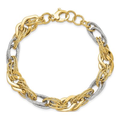 14K Two-Tone Gold Diamond-Cut Fancy Bracelet – view 5