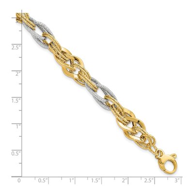 14K Two-Tone Gold Diamond-Cut Fancy Bracelet – view 6