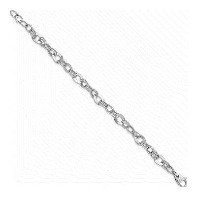 14K White Gold Diamond-Cut Fancy Link Bracelet – view 2