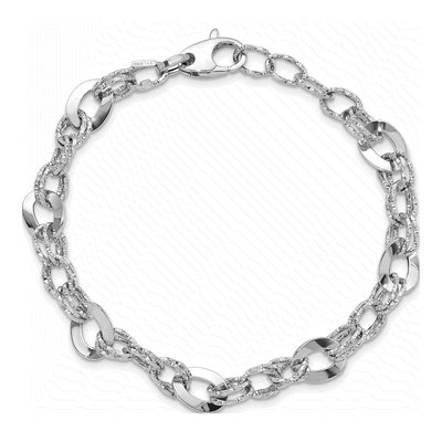 14K White Gold Diamond-Cut Fancy Link Bracelet – view 4