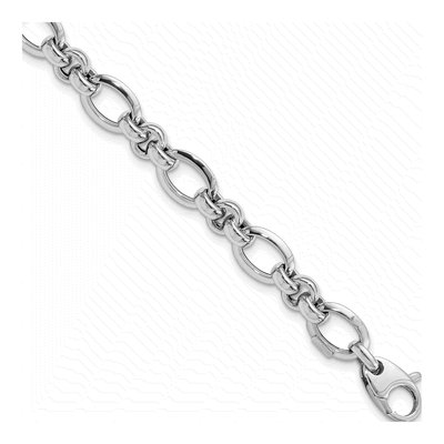 14K White Gold Open Link Bracelet
