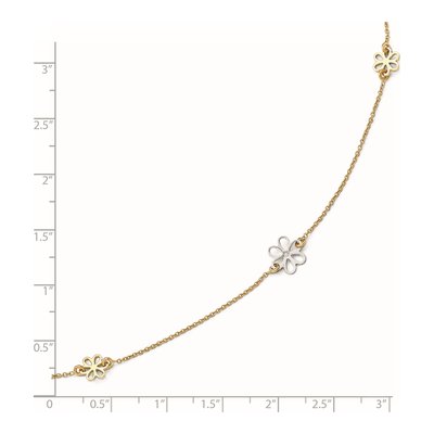 14K Two-Tone Gold Flower Station Anklet – view 5