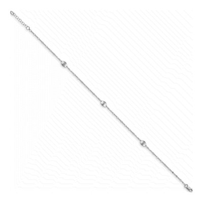 14K White Gold Ovals Station Anklet – view 3