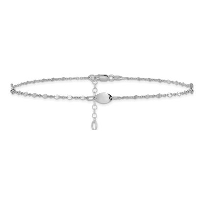 14K White Gold Ovals Station Anklet – view 4