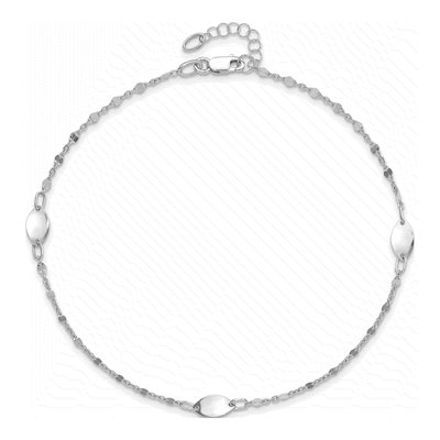 14K White Gold Ovals Station Anklet – view 6