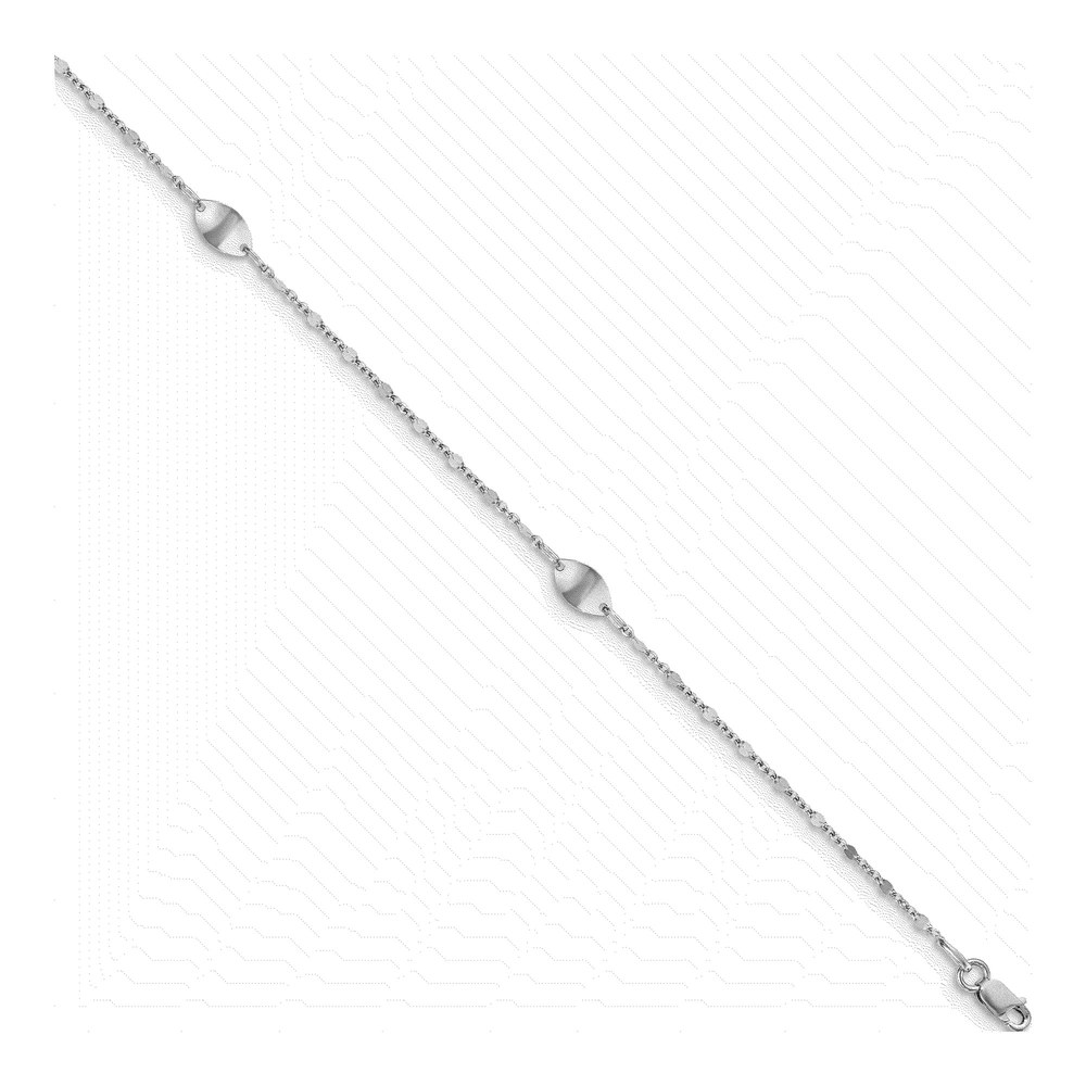 14K White Gold Ovals Station Anklet