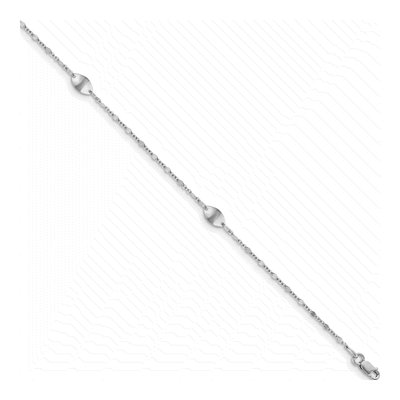 14K White Gold Ovals Station Anklet