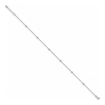 14K White Gold Diamond-Cut Station Anklet – view 3