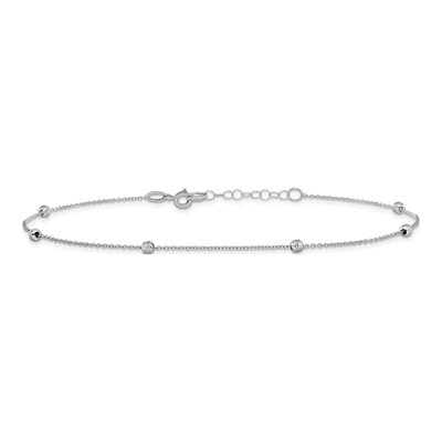14K White Gold Diamond-Cut Station Anklet – view 4