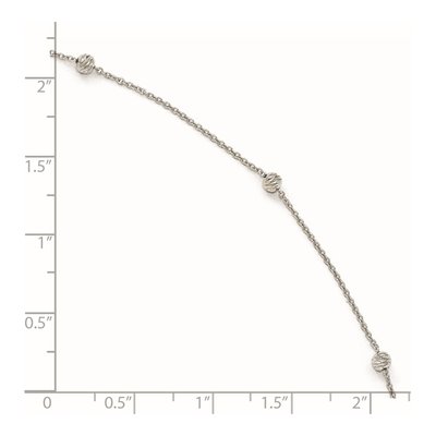 14K White Gold Diamond-Cut Station Anklet – view 5