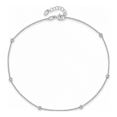 14K White Gold Diamond-Cut Station Anklet – view 6