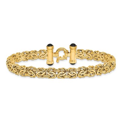 14K Yellow Gold Fancy Link Black Onyx Bracelet – view 4