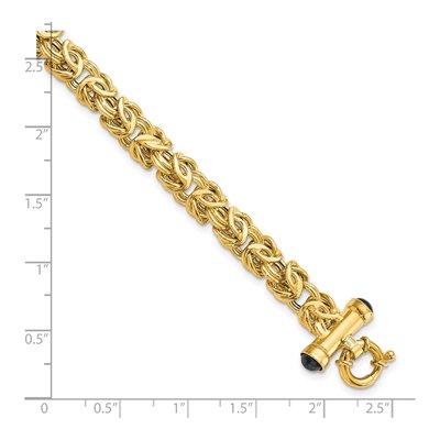 14K Yellow Gold Fancy Link Black Onyx Bracelet – view 5