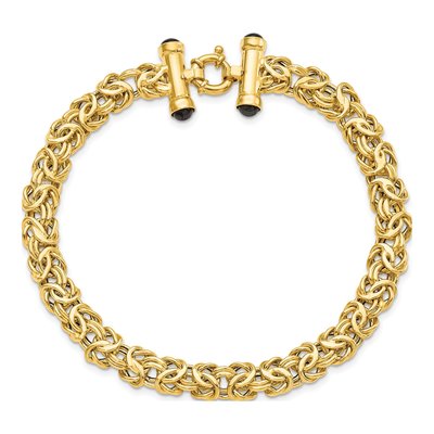14K Yellow Gold Fancy Link Black Onyx Bracelet – view 6