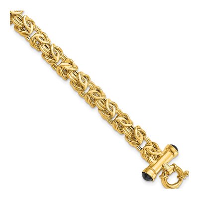 14K Yellow Gold Fancy Link Black Onyx Bracelet