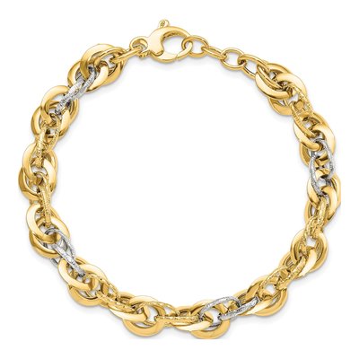 14K Two-Tone Gold Fancy Link Bracelet – view 5