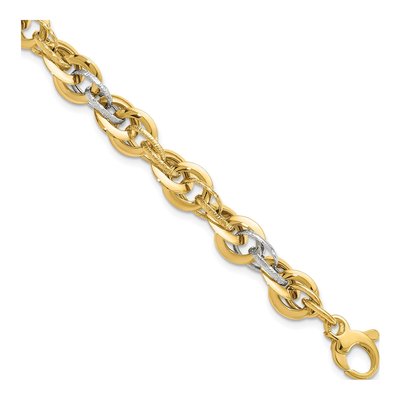 14K Two-Tone Gold Fancy Link Bracelet