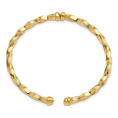 14K Yellow Gold Twisted Hinge Cuff Bracelet – view 3