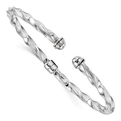 14K White Gold Hinged Cuff Bracelet