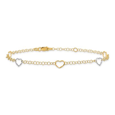 14K Two-Tone Gold Heart Anklet – view 4