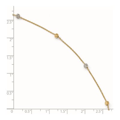 14K Two-Tone Diamond-Cut Bead Anklet | Leslie's – view 5