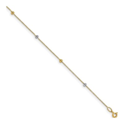 14K Two-Tone Gold Diamond-Cut Anklet