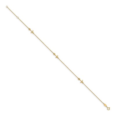 14K Yellow Gold CZ Anchor Anklet – view 3