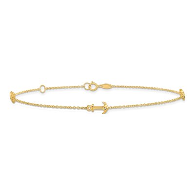 14K Yellow Gold CZ Anchor Anklet – view 4