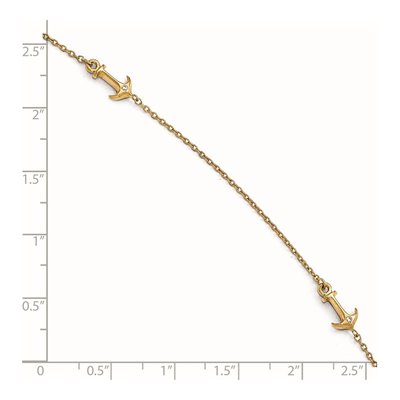 14K Yellow Gold CZ Anchor Anklet – view 5